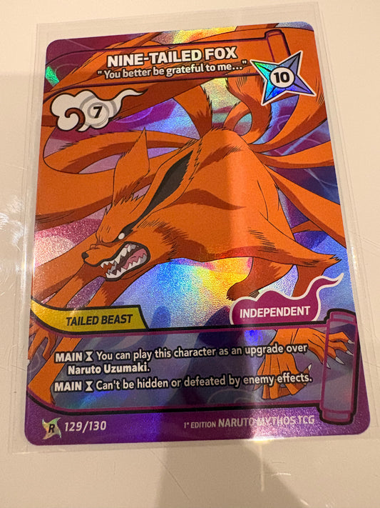 Carte Naruto Mythos TCG : Nine-Tailed Fox – “You better be grateful to me…” (Rare Holo) - 129/130 - 1st Edition