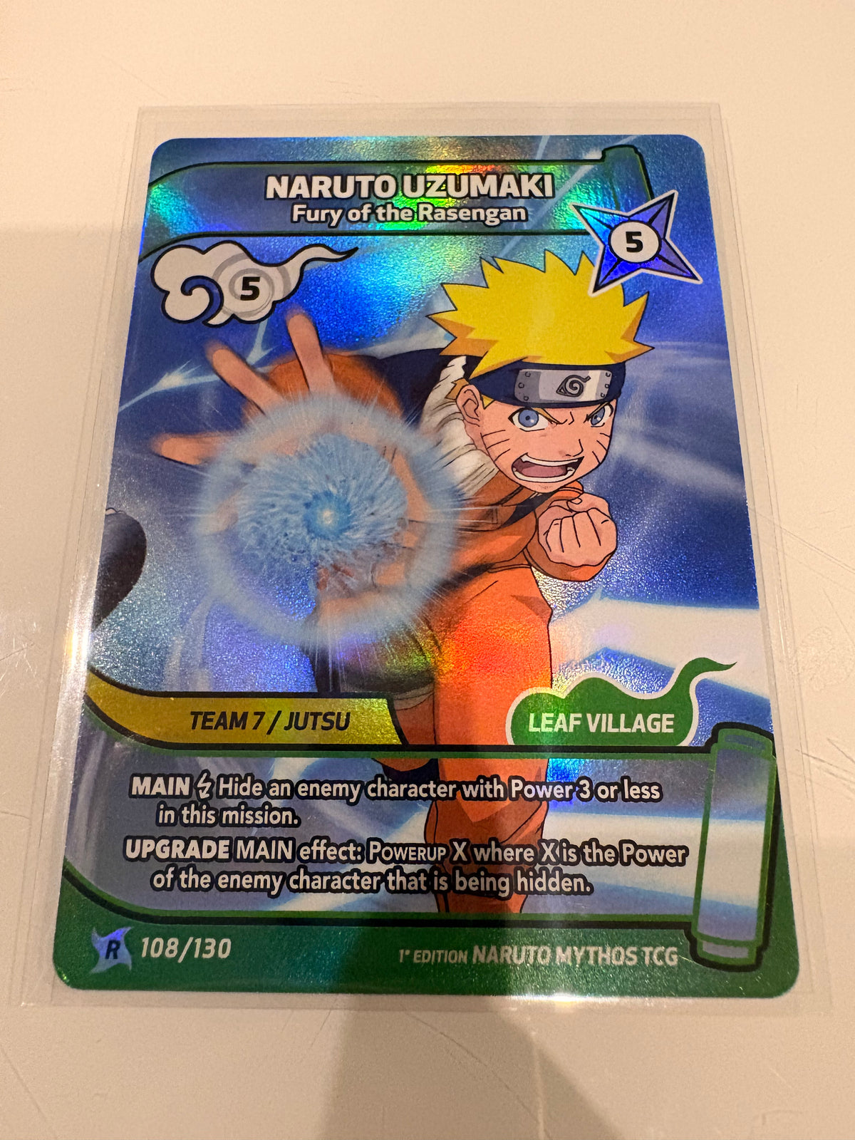 Carte Naruto Mythos TCG : Naruto Uzumaki – Fury of the Rasengan (Rare Holo) - 108/130 - 1st Edition