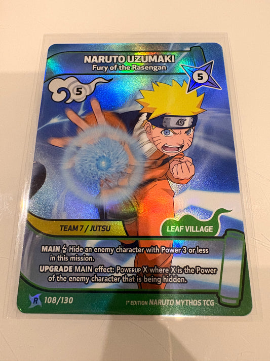Carte Naruto Mythos TCG : Naruto Uzumaki – Fury of the Rasengan (Rare Holo) - 108/130 - 1st Edition