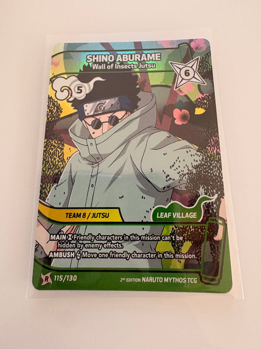 Carte Naruto Mythos TCG : Shino Aburame – Wall of Insects Jutsu (Rare) - 115/130 - 2nd Edition
