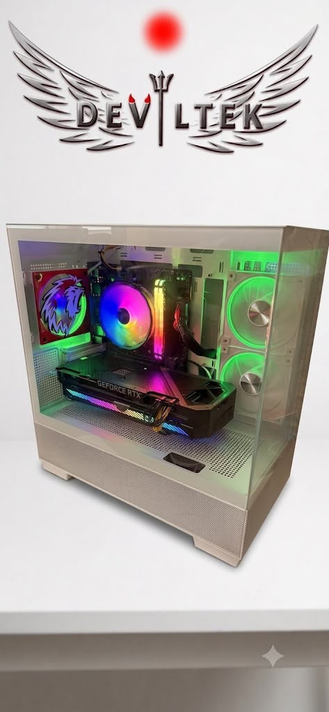 PC Gaming Blanc DevilTek – RTX 3060 Ti | Ryzen 5 3600 | 16 Go RGB
