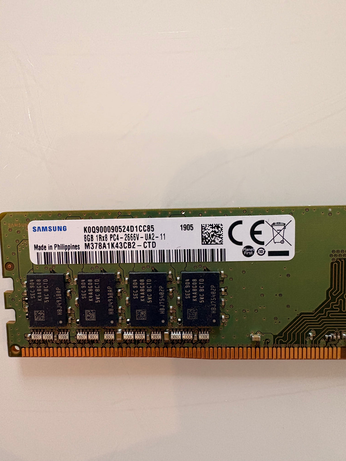 RAM Samsung 8 Go DDR4 2666 MHz (M378A1K43CB2)