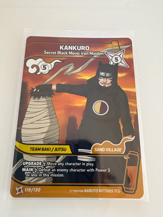 Carte Naruto Mythos TCG : Kankuro – Secret Black Move: Iron Maiden (Rare) - 119/130 - 2nd Edition