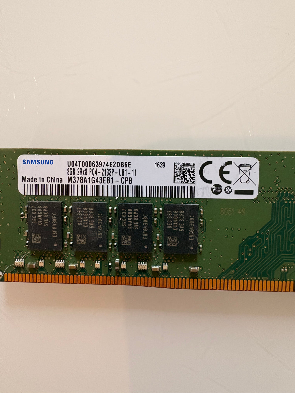 RAM Samsung 8 Go DDR4 2133 MHz (M378A1G43EB1)
