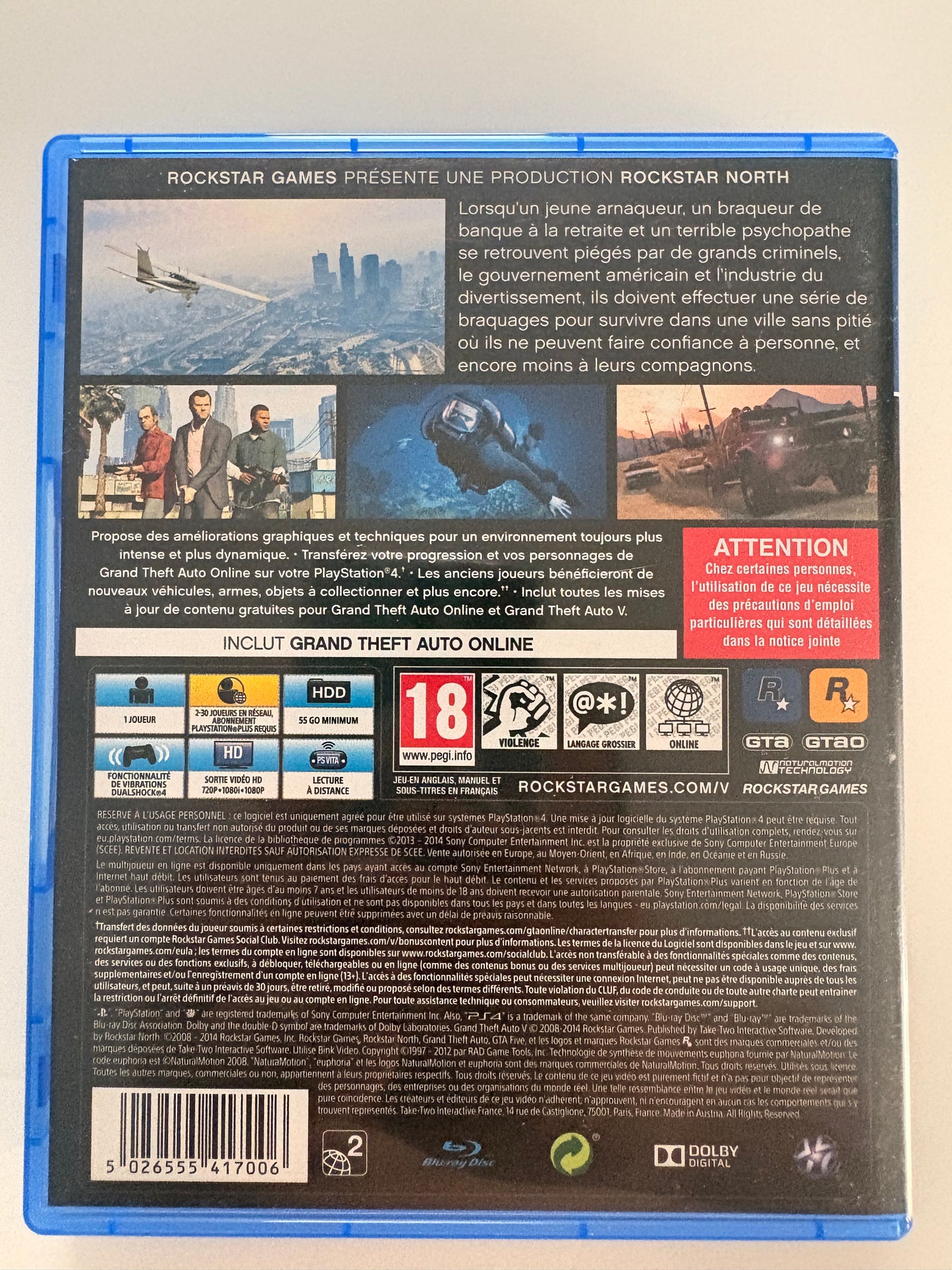 Grand Theft Auto V (GTA 5) – PS4 (Complet avec Carte)