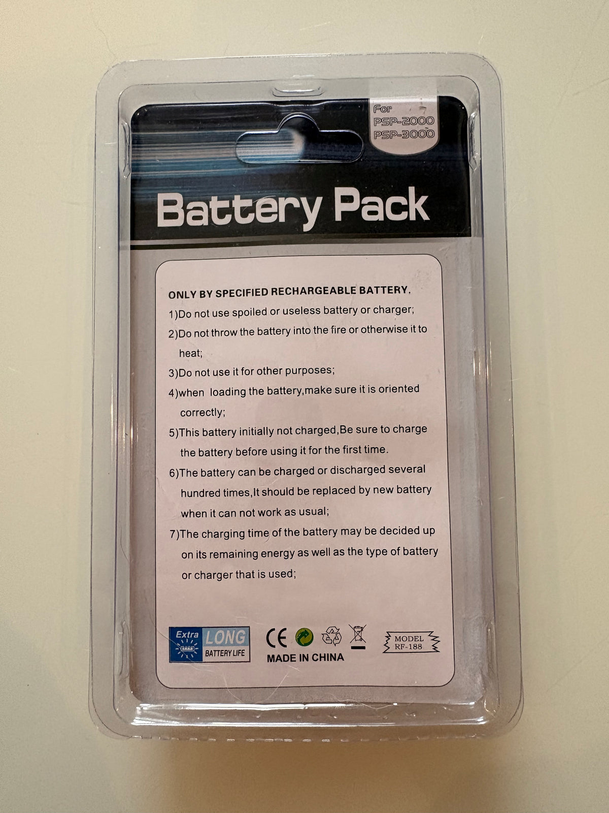 Batterie Lithium Rechargeable pour Sony PSP 2000 / 3000 (Modèle RF-188)