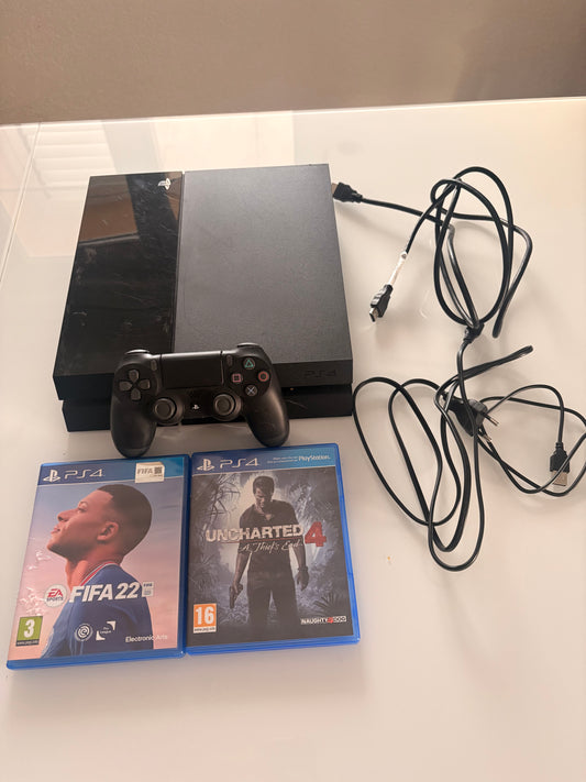 Pack Console Sony PlayStation 4 Fat Noire – Manette DualShock 4, Câblage Complet & 2 Jeux Inclus
