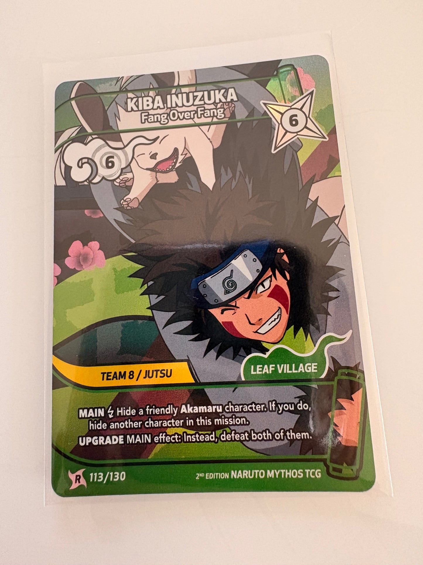 Carte Naruto Mythos TCG : Kiba Inuzuka – Fang Over Fang (Rare) - 113/130 - 2nd Edition
