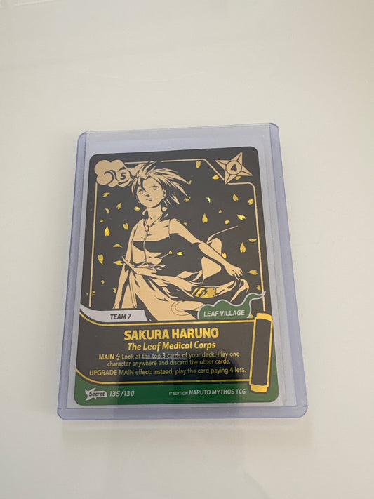 Carte Naruto Mythos TCG : Sakura Haruno – The Leaf Medical Corps (Gold Secret Rare) - 135/130 - 1st Edition